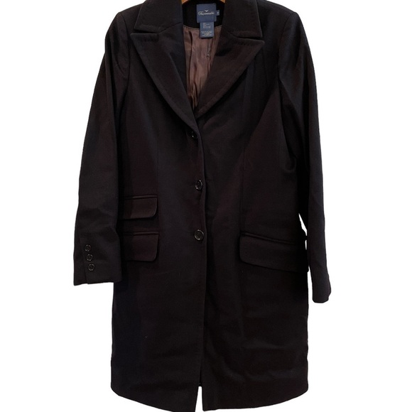 𝅺FACONNABLE black winter wool coat sz S soft classy handsome